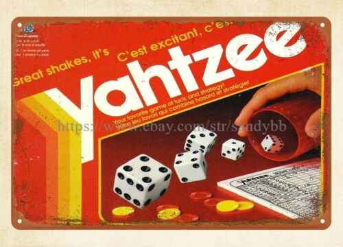Board Game Yahtzee - ป้ายโลหะเกมกระดานครอบครัว Yahtzee 1993 Dice Family Board