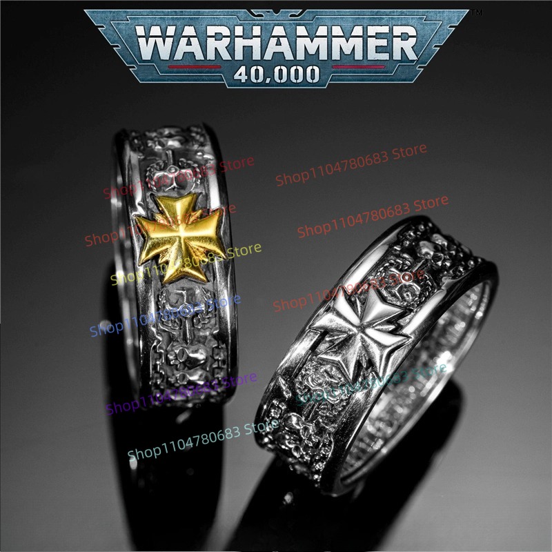 Board Game War - แหวนคำสาบานนักรบเทมพลาร์สีดำ 40K คุณภาพสูง ของสะสม เครื่องประดับ อนิเมะ