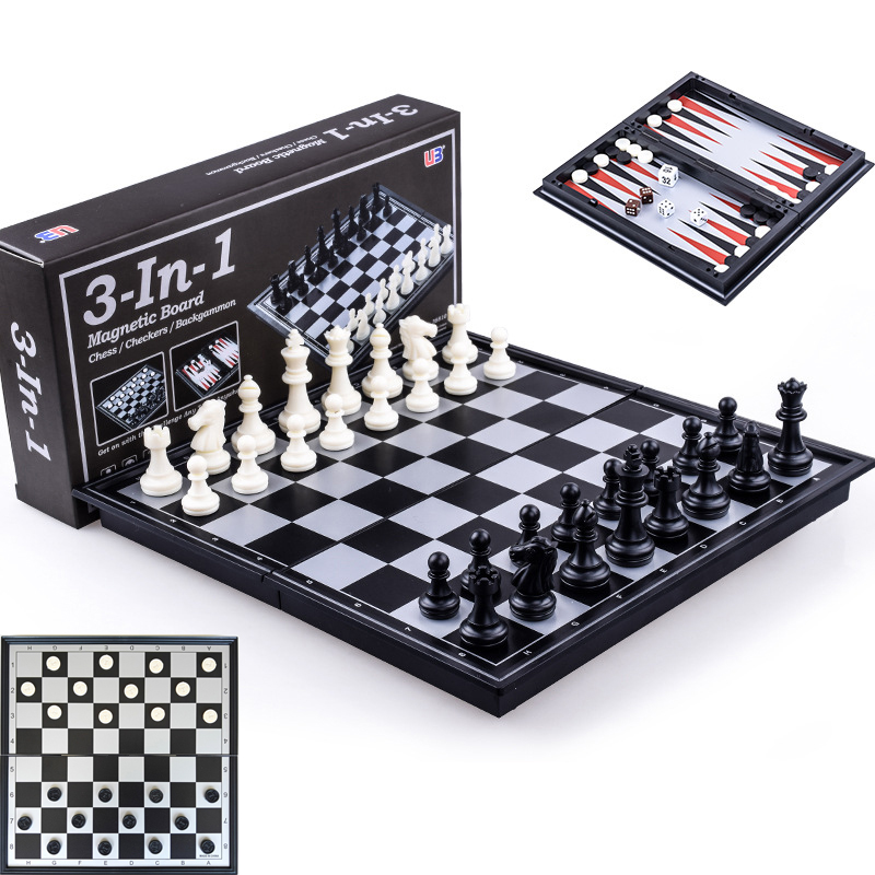 Board Game Operation - กระดานเกมหมากรุกแม่เหล็กพับได้ 25 ซม. หมากฮอส แบ็คแกมมอน 3-in-1