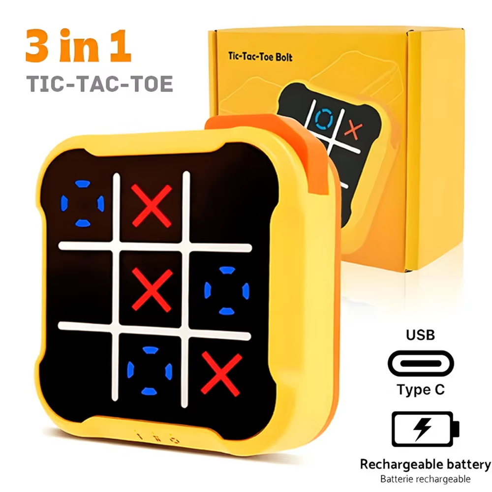Board Game For 3 Players - 3in1 อิเล็กทรอนิกส์ TIC-TAC-TOE Bolt เกมหมากรุกมัลติฟังก์ชั่เด็กปริศนาของเล่นแบบพกพามือถือเกมกระดานของเล่นเด็กของขวัญ
