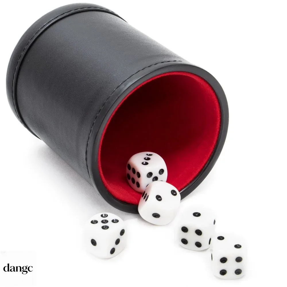 Board Game Yahtzee - ถ้วยใส่ลูกเต๋าหนังพร้อมฝาปิด ซับในสีเขียวแดง เขย่าเงียบ เหมาะสำหรับเกมลูกเต๋าโกหก ฟาร์เคิล และยาทซี