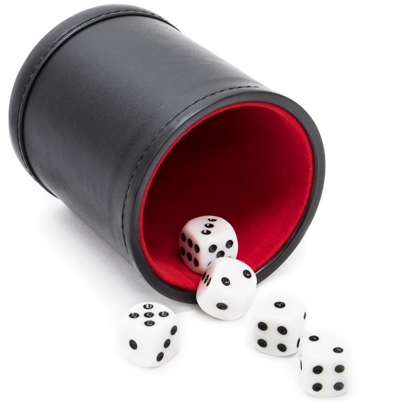 Board Game Yahtzee - ถ้วยใส่ลูกเต๋าหนังแบบเงียบ พร้อมผ้าสักหลาด ถ้วยทรงตรงสำหรับเกมบาร์ ถ้วยกรองลูกเต๋า 5 ลูก